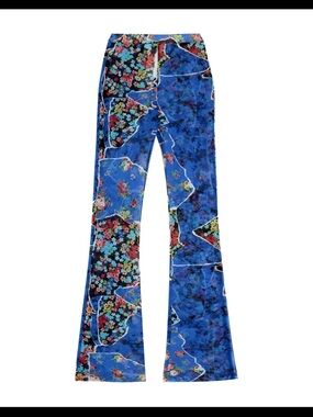 MSGM Tulle Trousers IT40 US4 UK8 S Blue Floral Design Made in Italy $405